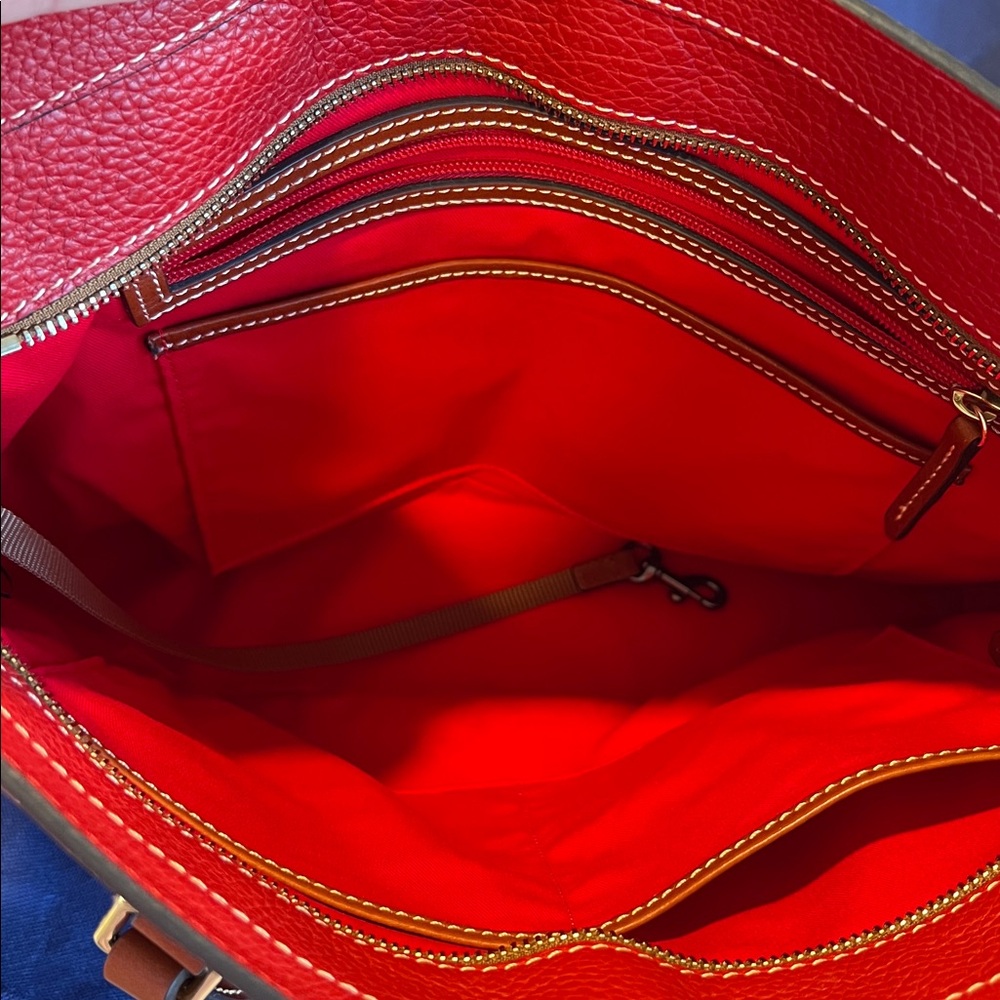 Dooney & Bourke Red Pebbled Leather Tote Bag - Picture 6 of 12